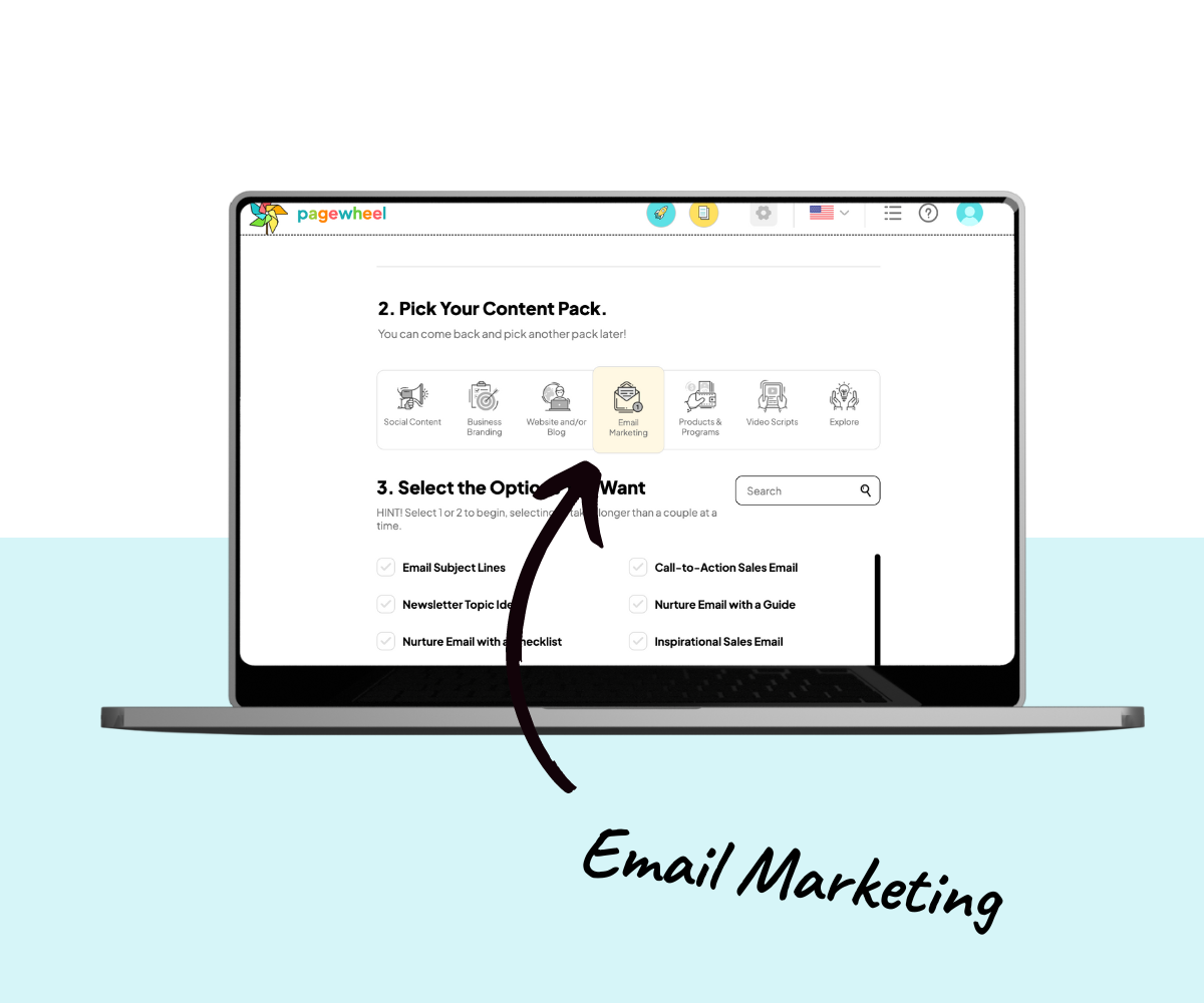 select the Email Marketing icon the arrow is pointing to