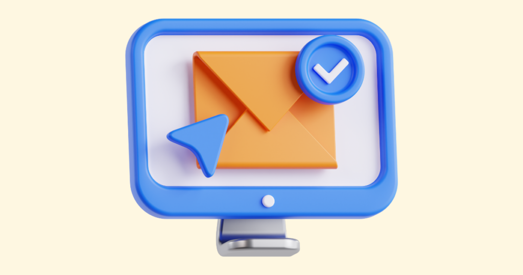 A simple stylized graphic of an email icon with a check mark.