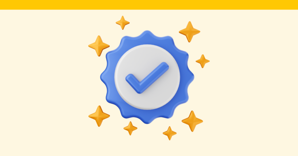 A simple stylized graphic of a tick icon with stars.