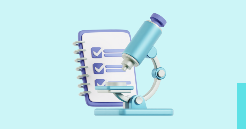 simple graphic icons of a checklist and microscope