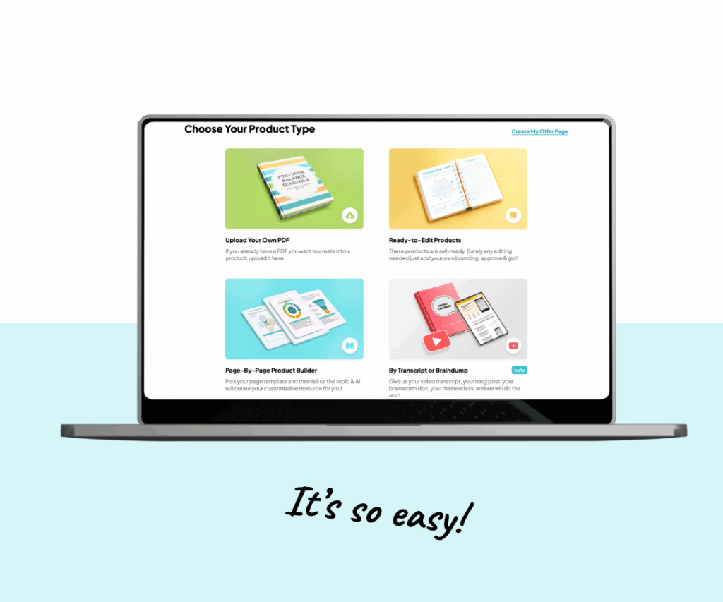 Laptop mockup displaying Pagewheel Product Builder start screen