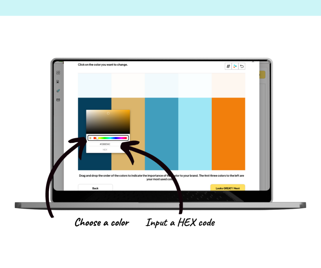 A screenshot showing how to use the color picker tool.