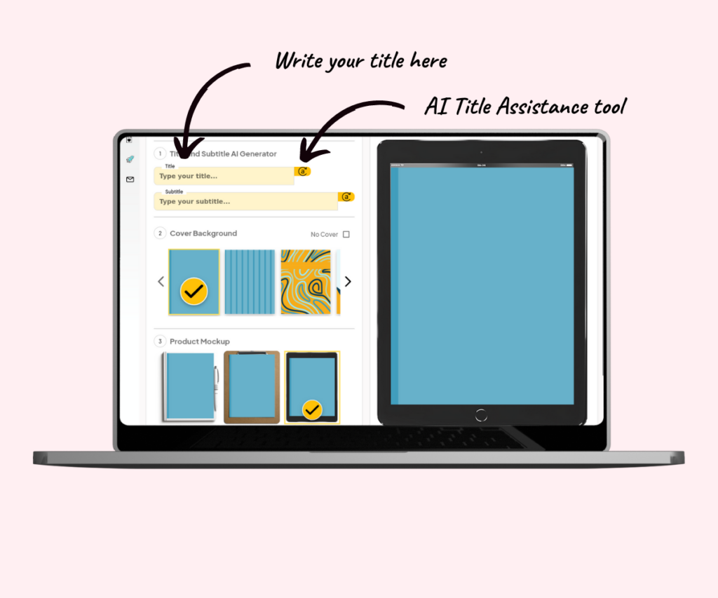 A screenshot showing how to enter a title or use the AI assistance tool.