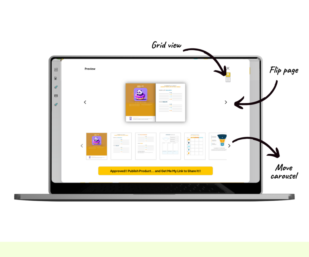 An annotated screenshot showing how to use the product preview box.