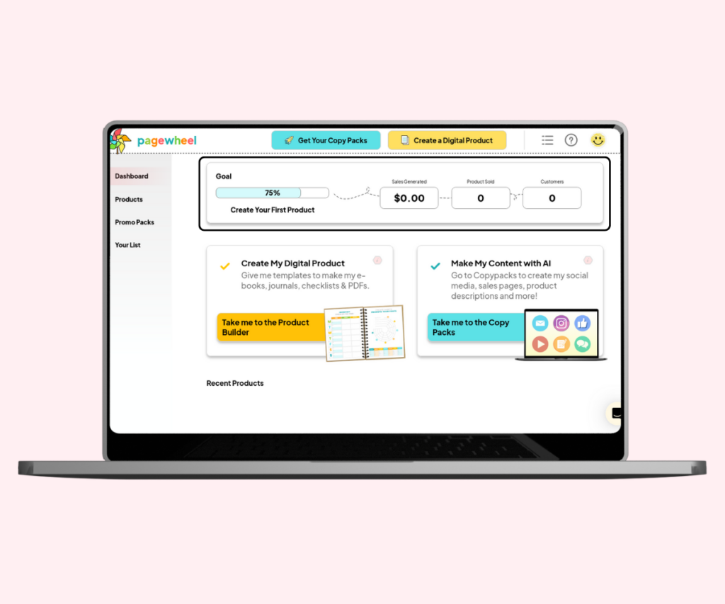 A screenshot showing the goal metrics box on the dashboard.