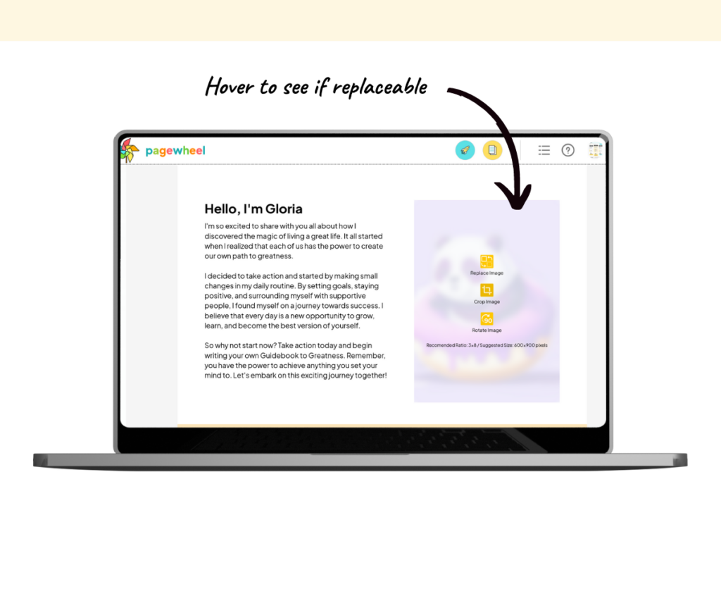 An annotated screenshot showing how to check if an image is replaceable.