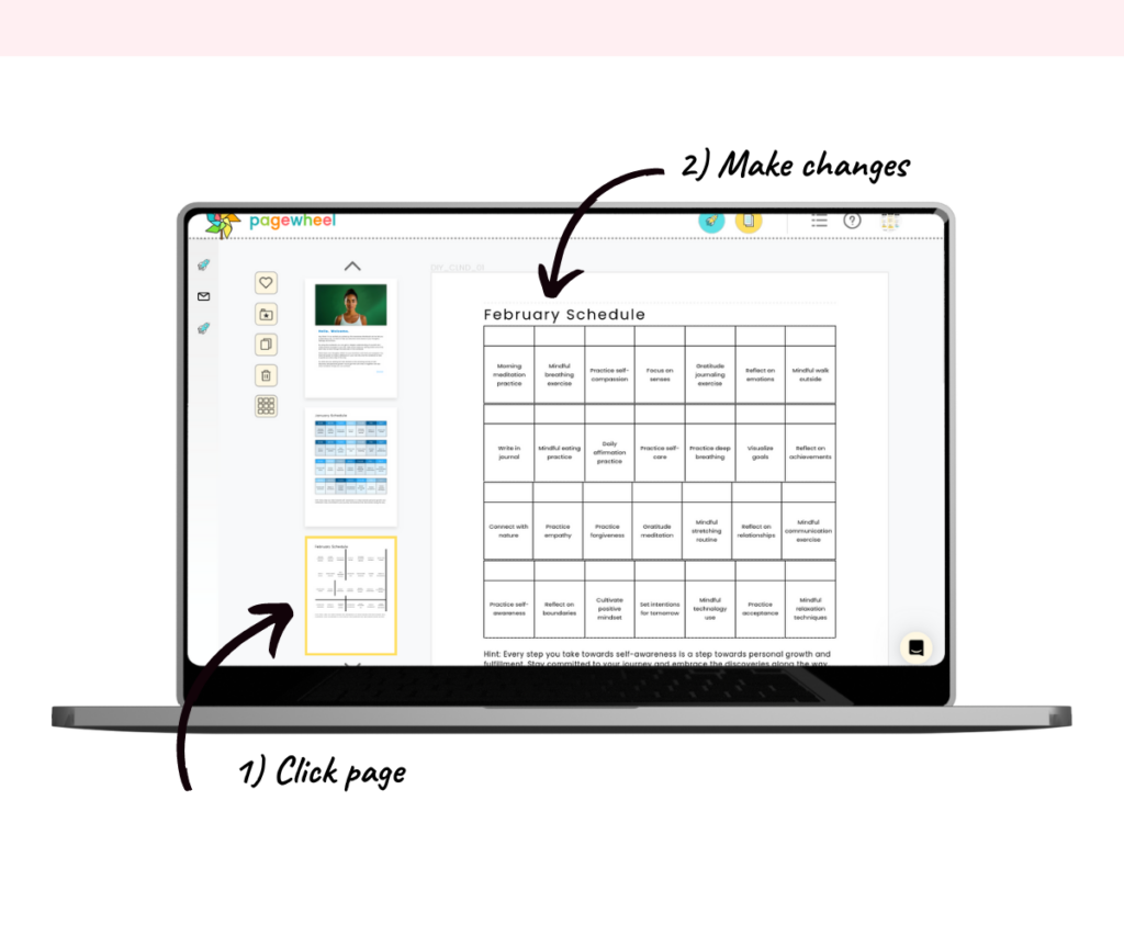 An annotated screenshot showing how to edit the duplicated page.