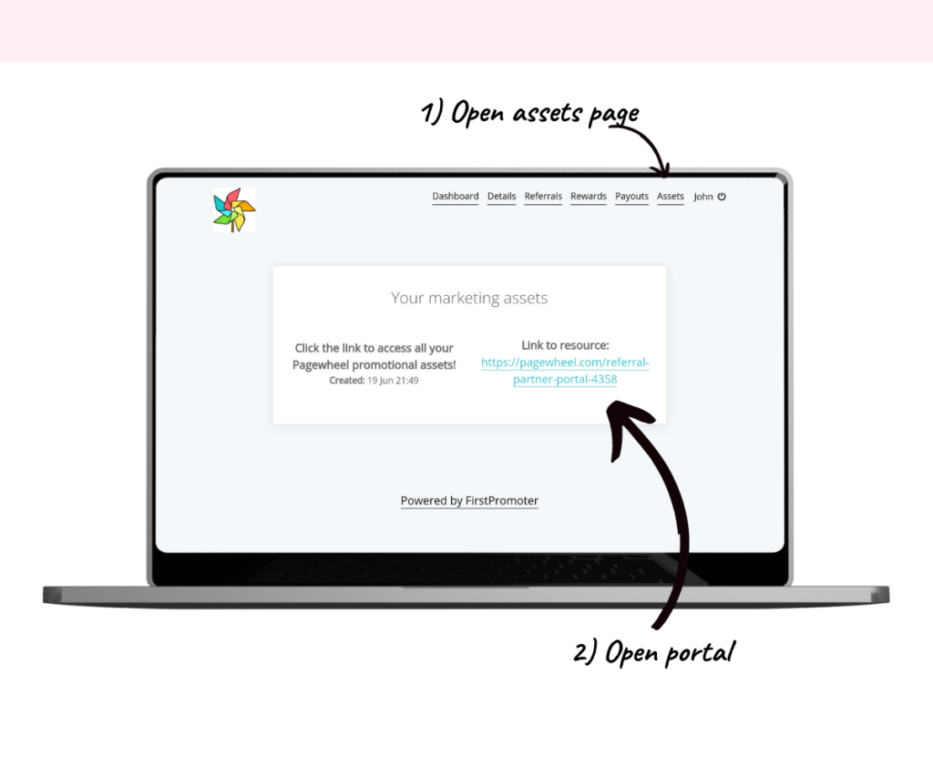 An annotated screenshot showing how to open the Referral Partner Portal. 