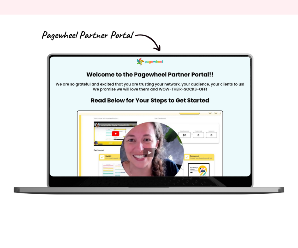 An annotated screenshot of the Pagewheel Partner Portal. 