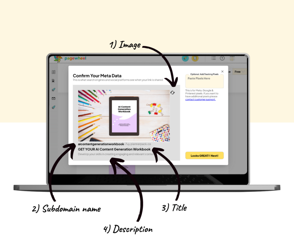 An annotated screenshot showing everything that can be modified in the metadata box. 